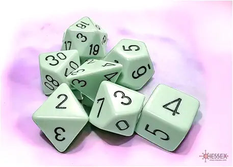 7-Die Set Opaque: Pastel Green/Black