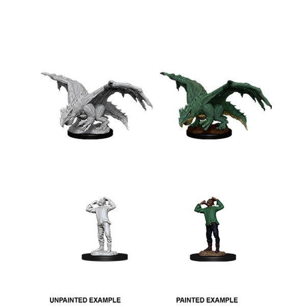 D&D Nolzur's Marvelous Miniatures: Unpainted Minis- Wave 11- Green Dragon Wyrmling & Afflicted Elf
