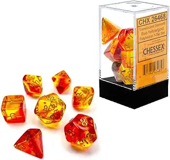 7-Die Set Gemini Translucent: Translucent Red-Yellow/Gold