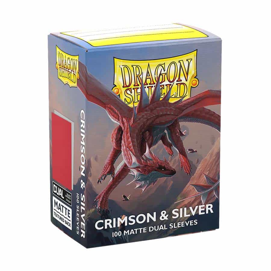Dragon Shield Sleeves: Standard DUAL - Matte Crimson & Silver (100 ct.)