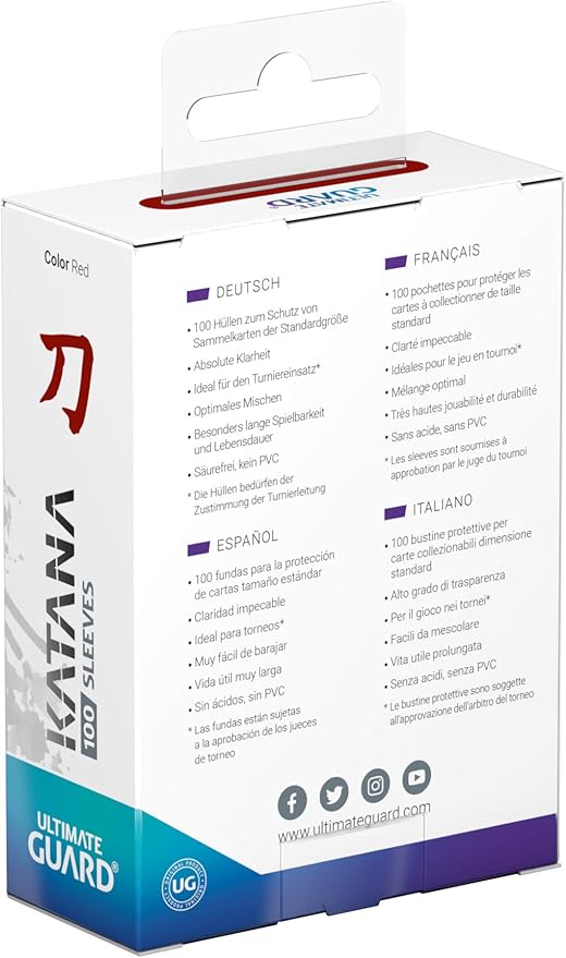 Card Sleeves: Ultimate Guard Katana Standard Size Red Back Sleeves (100 ct.)
