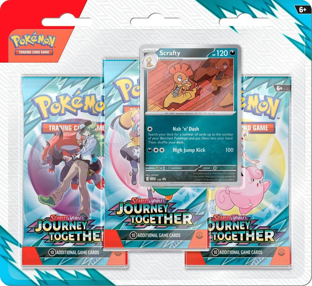 Pokemon: Journey Together 3-Pack Blister [Scrafty]
