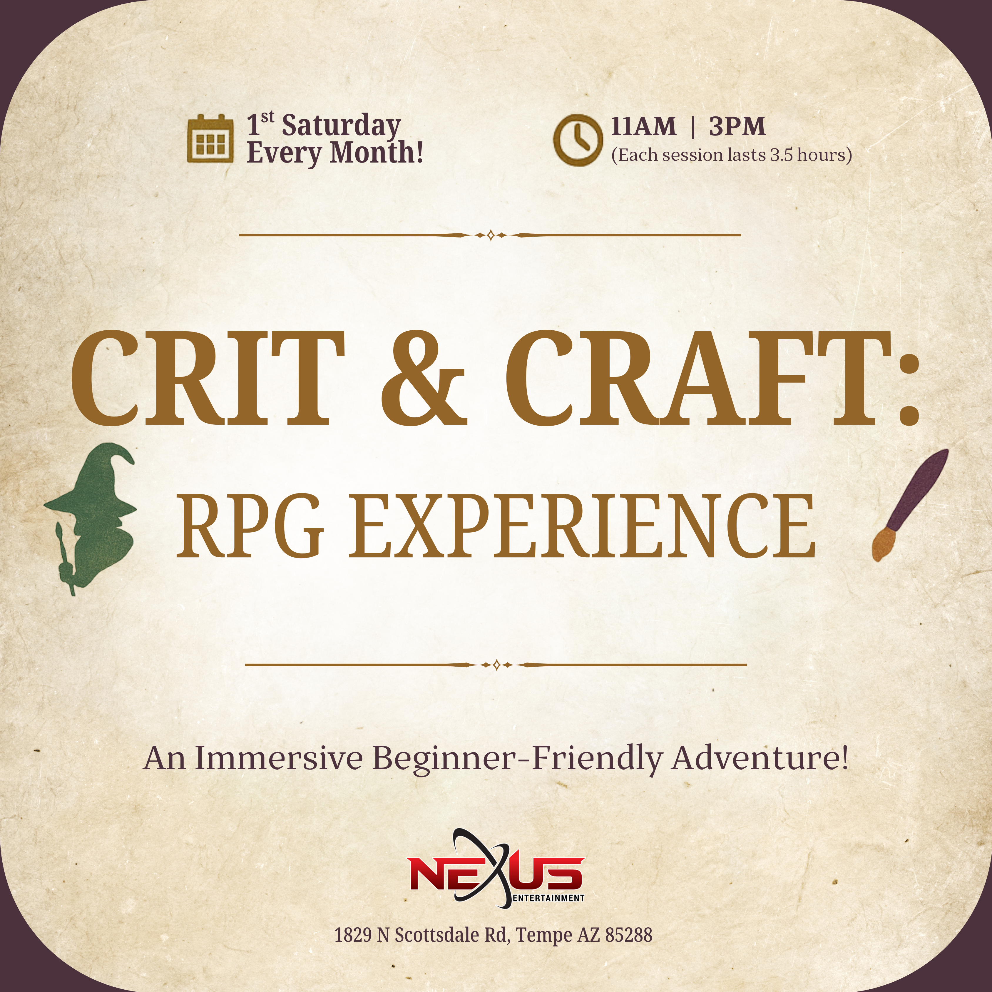 Crit and Craft: RPG Experience | Session 2 - 3PM - 6:30PM