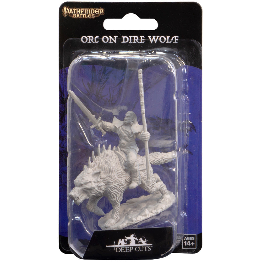 Pathfinder Battles Deep Cuts Miniatures: Unpainted Minis - Orc on Dire Wolf (Wave 7)