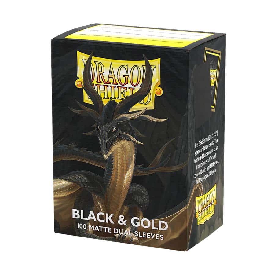 Dragon Shield Sleeves: Standard DUAL - Matte Black & Gold (100 ct.)