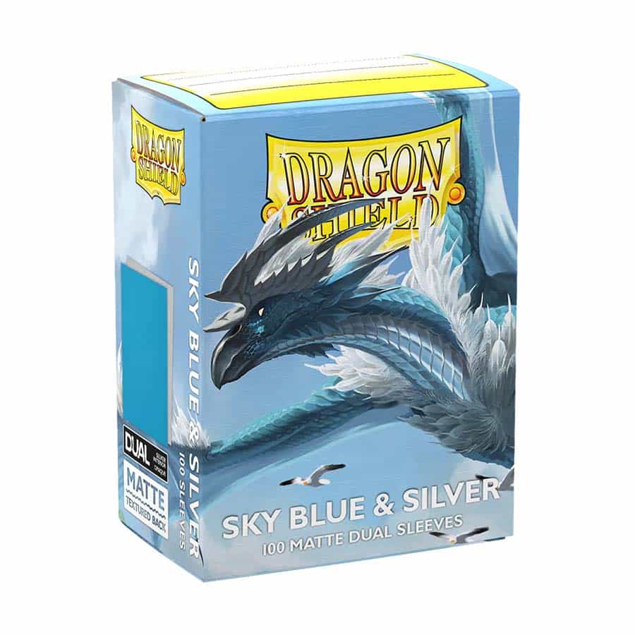 Dragon Shield Sleeves: Standard DUAL - Matte Sky Blue & Silver (100 ct.)