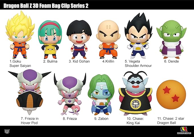Toei Animation Dragon Ball Z 3D Foam Bag Clip - Series 2, Multi Color
