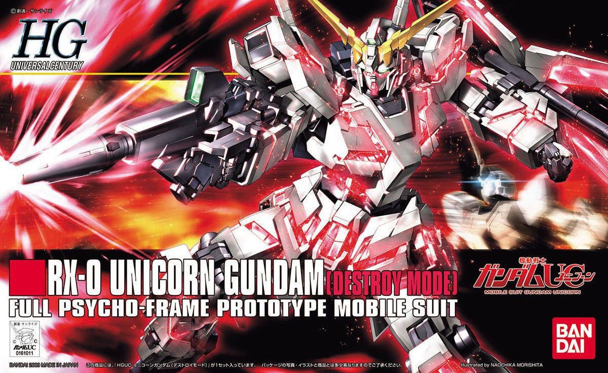 Gundam Model Kit: #100 RX-0 Unicorn Gundam (Destroy Mode) Full Psycho-Frame Prototype Mobile Suit HGUC 1/144