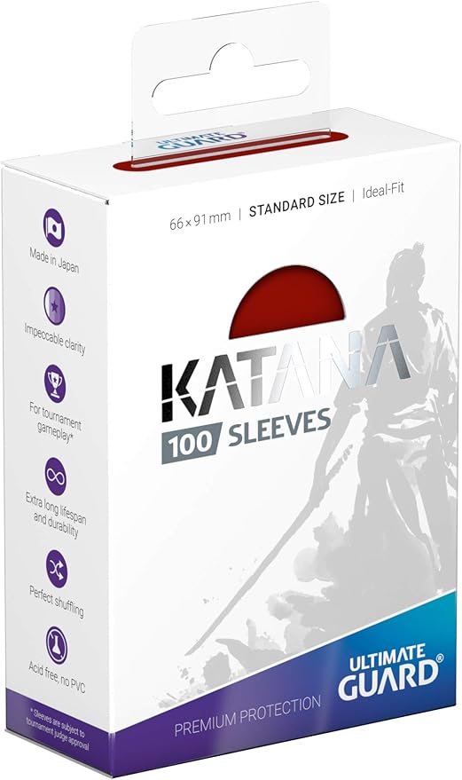 Card Sleeves: Ultimate Guard Katana Standard Size Red Back Sleeves (100 ct.)